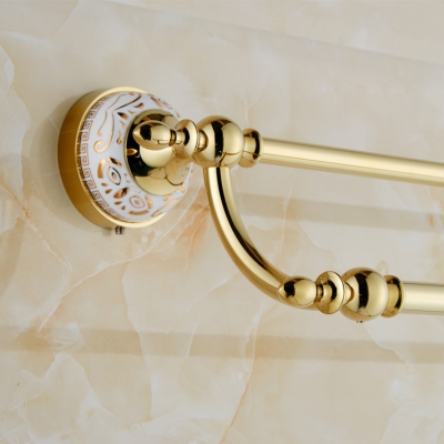 luxury golden ceramic bathroom double towel rack / towel bar / towel holder bathroom accessories jr-508k