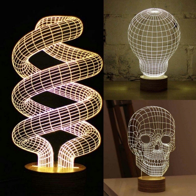 magical optical illusion 3d wood mood lamp micro usb table glowing light novelty night light table light