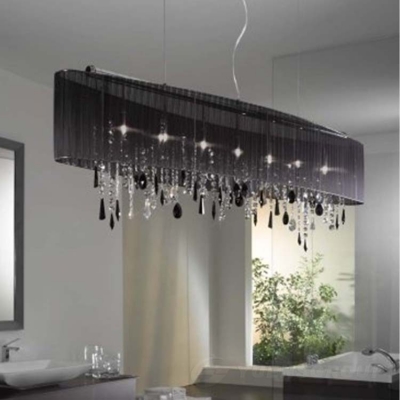 modern crystal chandeliers black fabric lights,dinning room lamp,