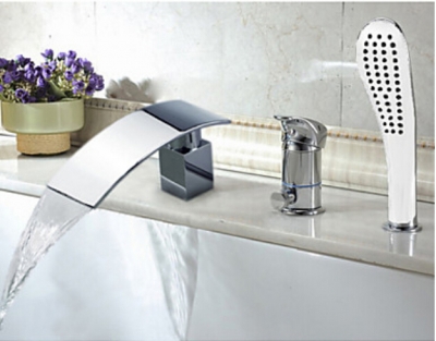 modern single handle brass bathtub faucet deck mount tub bath mixer taps with abs handshower chrome finish