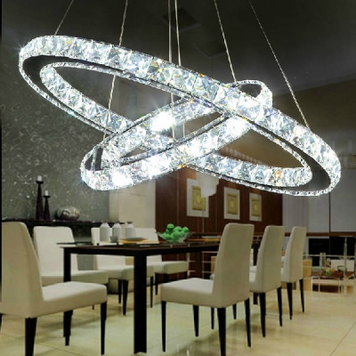 modern two circles led crystal chandelier light with dia.500+dia.300mm,