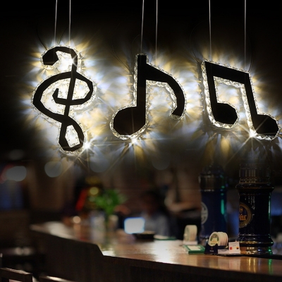 music note led crystal pendant lamp 32w creative dining room shop cord pendant lighting fixtures modern led pendant lights