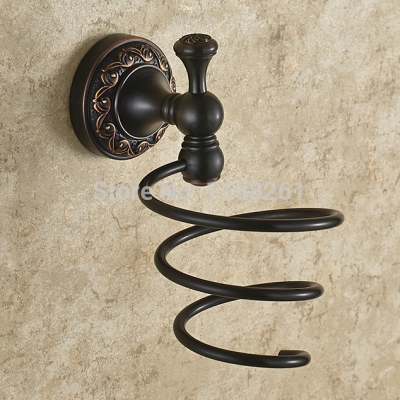 ! new wall mount black hair dryer holder flower carved storage holder bathroom accessories h91326r