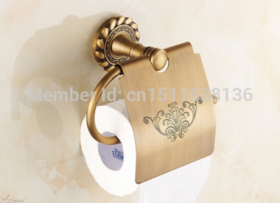new wall mounted bathroom embossed antique brass toilet paper holder with cover waterproof