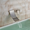 nickel brushed big waterfall bathroom wall mount basin faucet mixer tap and cold water