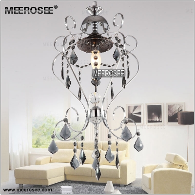 small fancy glass chandelier light fixture silver lustre suspension chandelier lamp meerosee lighting md8862 d300mm h600mm [crystal-chandelier-metal-2281]