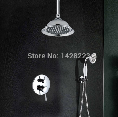 unique design ceiling mounted 8" rainfall shower faucet set chrome brass bathroom shower mixer taps [chrome-1647]