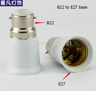 whole 10 pcs led halogen cfl light bulb b22 to e27 lamp adapter converter e27 to b22 lamp base
