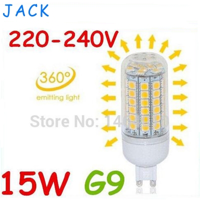 x5 super bright g9 15w led bulbs light 360 angle pure/warm white 69 smd 5050 led corn lamp 220-240v replace 50w halogen lamp [g9-base-type-series-509]