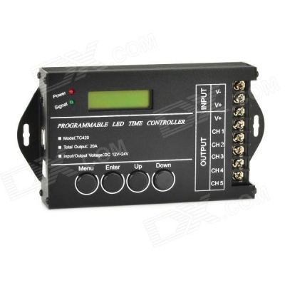 1.5" led programmable time controller - black (12~24v / 130cm-cable) for rgb strip module