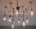 10-arm with black plastic holders loft industrial warehouse edison vintage ceiling lamps for home