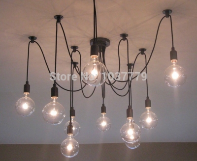 10-arm with black plastic holders loft industrial warehouse edison vintage ceiling lamps for home