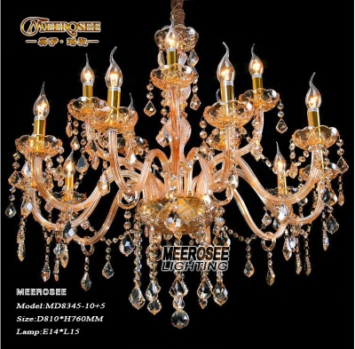 15 lights murano venetian style gold crystal chandelier lamp vintage cristal hanging light fixtures md8345-l10+5 [crystal-chandelier-glass-2115]