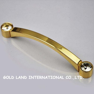 192mm k9 crystal glass 24k golden color cabinet cupboard handle