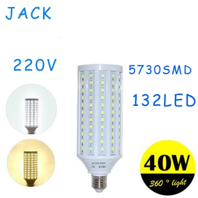 1pcs super power 40w e27 led wall lamps 5730 smd led corn bulb chandeliers 132 leds ceiling light ac 220v 240v pendant lights [5730-smd-ic-corn-series-522]