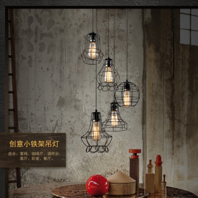 2015 creative bar iron frame 5 heads chandelier american industrial nostalgic loft chandelier with edison bulbs