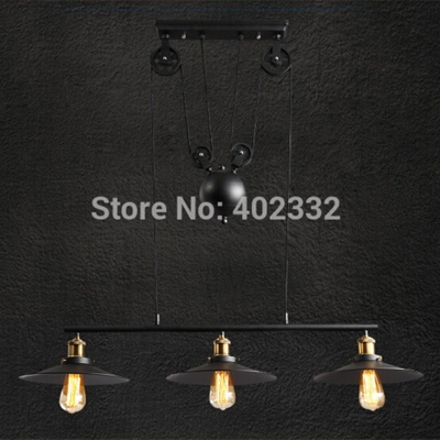 2015 european bar led pulley pendant light american retro industrial 3 heads lifting telescopic pendant light with edison bulb [industrial-style-7846]