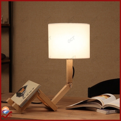 2016 luxury modern led wood desk lamp decorative bar dinning fabric lampshade reading table lamp light luminaria de mesa [table-lamps-2921]
