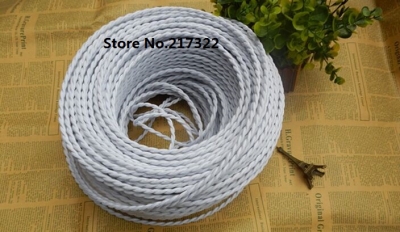 (2m/lot) ( 2*0.75mm) white vintage twisted electrical wire copper wire lamps pendant light electrical braided wire