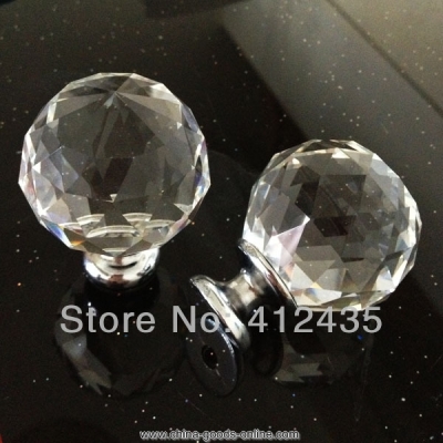 ( )35mm 50pcs/lot clear k9 crystal glass decorative kitchen drawer dresser door handles pulls/cabinet knobs
