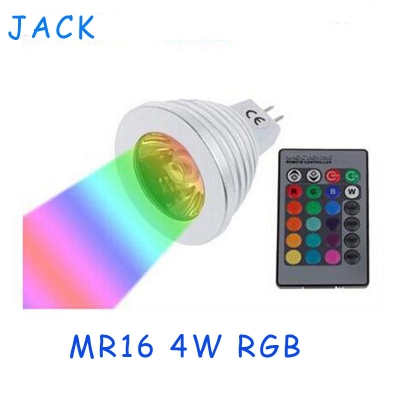 4w 12v rgb mr16 led spotlight lamp bulb indoor lighting with remote for cristmas party holiday [led-rgb-light-589]
