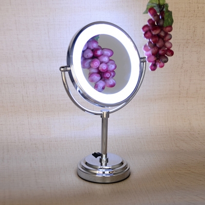 8" solid brass chrome bathroom led cosmetic mirror deck mirrors bathroom accessories hsy-1058 [makeup-bathroom-mirror-6447]