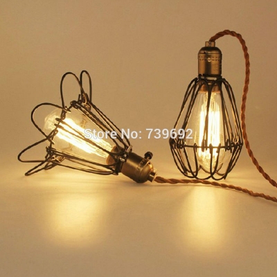 american countryside vintage pendant light antique single small personalized cage lamps 1*e27 black [iron-pendant-lights-4626]