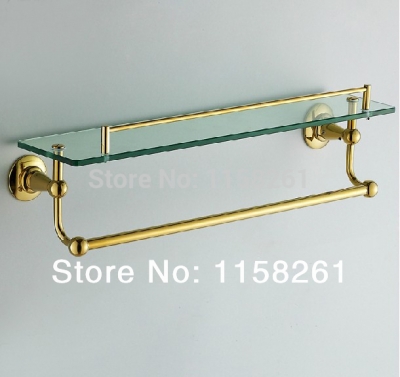bathroom accessories solid brass golden finish with tempered glass,single glass shelf bathroom shelf st-3198b [bathroom-shelf-919]