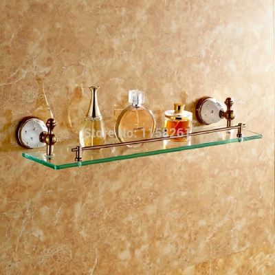 bathroom accessories solid brass rose golden finish with tempered glass,single glass shelf bathroom shelf 5313 [bathroom-shelf-910]