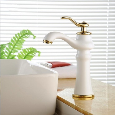 beautiful grilled white paint countertop bathroom vanity basin faucets deck mounted and cold mixer taps yls5871-222e