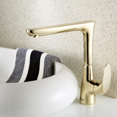 ! brass bathroom faucet vessel basin sink mixer tap & cold water tap golden single handle bath mixer se-1301k
