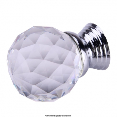 clear round crystal glass cabinet drawer door pull knobs handles 30mm