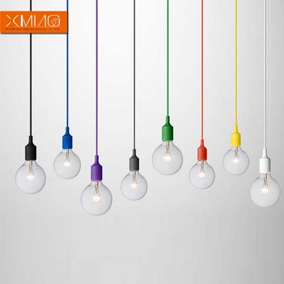 colorful pendant lights diy e27silicone soft material lamp holder 13 kind color for kids bedroom home decor lights [modern-pendant-lights-4979]