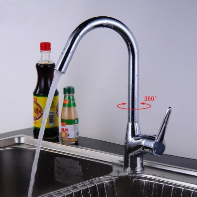 construction real estate kitchen swivel chrome basin sink single handle deck mounted mixer tap faucet hj-8020