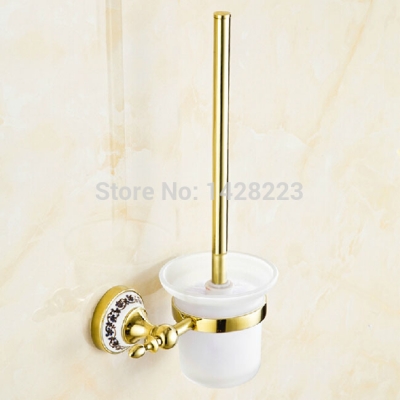 creative european style toilet brush cup holder golden color wall mounted [toothbrush-amp-toliet-brushed-holder-8221]