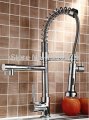 deck mounted and cold water kitchen sink faucet chrome finished pull dowm dual sprayer kitchen mixer taps