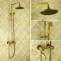 fashion new style wall mounted rain shower faucet mixer tap antique brass bath shower set shower power zly-6818