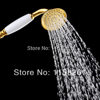 gold bathroom shower head water saving hand-held sprayer tap banheiro lavabo ducha white ceremic hj-0516k [shower-head-7749]