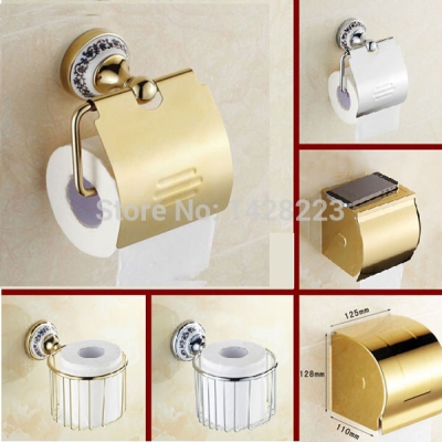 golden and chrome wall mounted toilet paper holder brass bathroom paper tissue basket/box [toilet-paper-holder-8129]