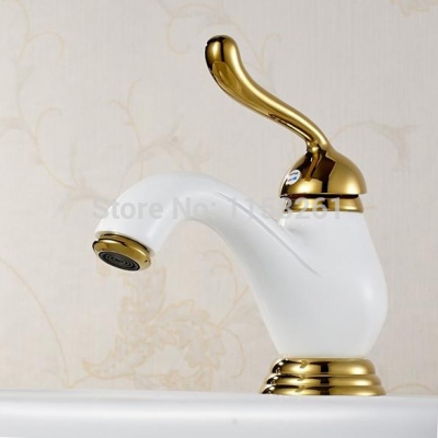 grilled white paint golden basin faucet and cold taps all copper bathroom basin under counter basin faucet 6650k [golden-bathroom-faucet-3414]