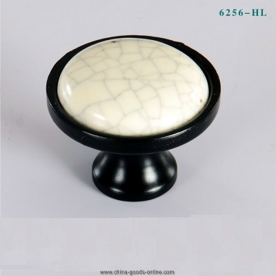 hl6256 single hole black crack ceramic cabinet cupboard knob wardrobe door pull handles