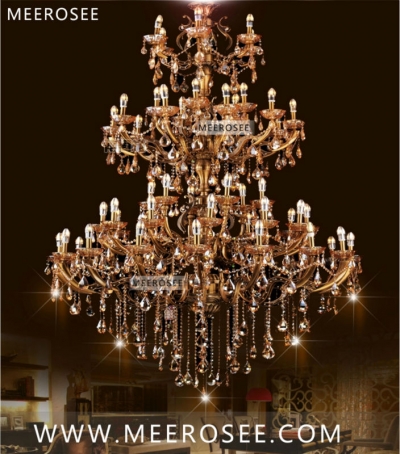 huge 3 tiers 55 arms antique brass crystal chandelier lighting cristal lustre hanging project lamp md3153 l55 d1500mm h2250mm [crystal-chandelier-zinc-alloy-2323]