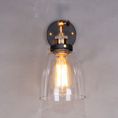 loft industrial wall lamps vintage bedside wall light clear glass lampshade e27 edison bulbs 110v/220v