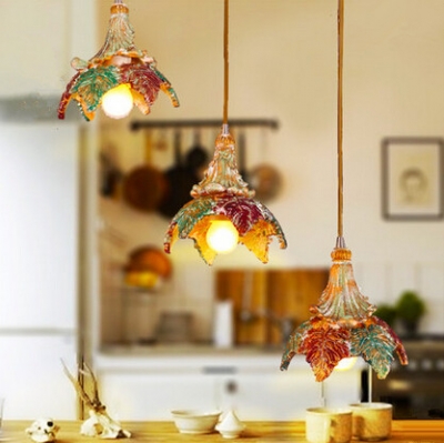 mediterranean sea resin creative led pendant lights colorful lampshade fixtures for bar cafe home lightings suspension luminaire [modern-pendant-lights-1658]