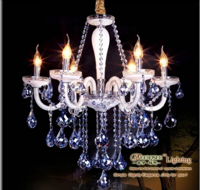 meerosee lighting small elegant water bule crystal glass chandelier lighting 6 lamps mds36 w650mm h700mm [crystal-chandelier-glass-2163]