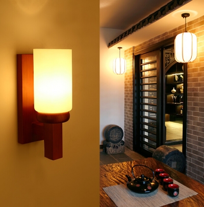 modern and simple wood wall lamp stairs aisle balcony bedroom bedside glass wall light [wall-lamp-3844]