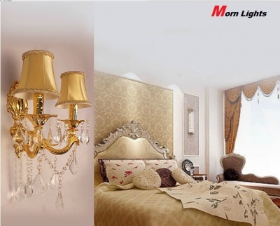 modern wall lamp fashion crystal wall lamp double slider bed-lighting gold wall lamp wall sconce lights