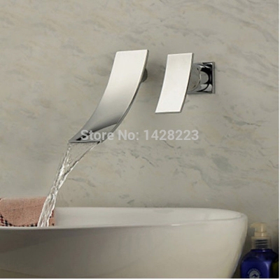 modern wall mounted waterfall bathroom basin faucet chrome finished single handle [chrome-1477]