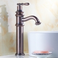 new luxury antique copper tall bathroom faucet lavatory bath sink basin faucets mixer taps red bronze h1028a