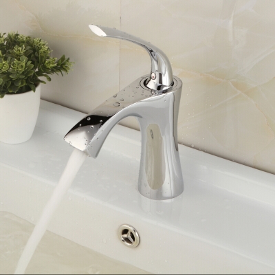polished chome brass & cold basin sink faucet deck mounted single handle one hole [chrome-984]